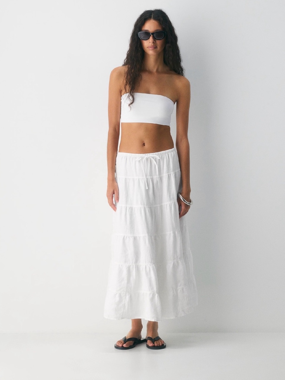 Aritzia White Bouqet Linen Skirt